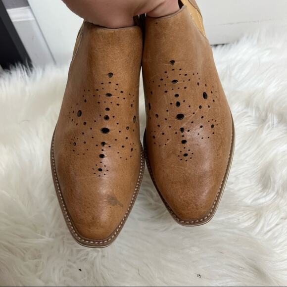 Kelsi Dagger Brooklyn Crestone Brown Leather Cut Out Ankle Booties Size 6.5